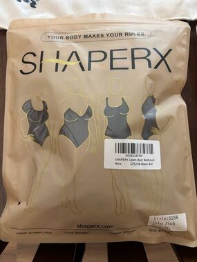 SHAPERX Black Open Bust Bodysuit - Women's Shapewear
